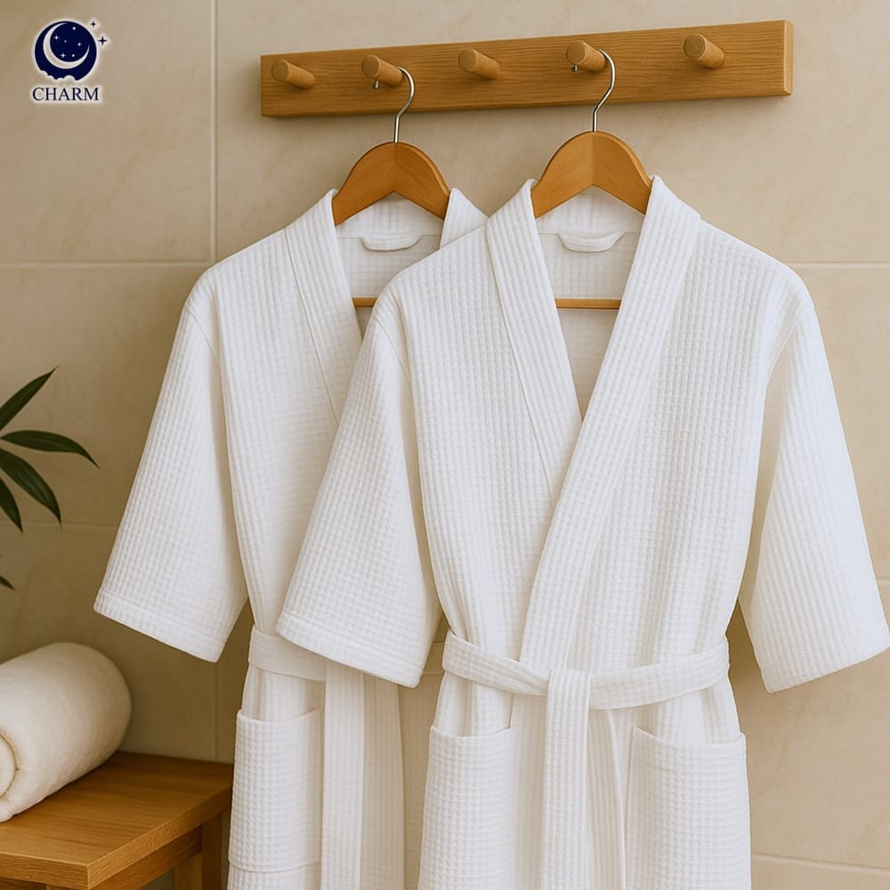 CHARM เสื้อคลุมอาบน้ำ ผ้าคอตตอนรังผึ้ง WAFFLE ฟรีไซซ์ (HOTEL BATHROBE)